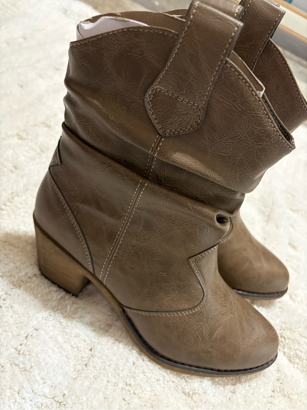 Charles Albert Taupe Slouchy Mid-Heel Ankle Boots